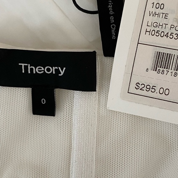 Theory Womens Laureema White Poplin Off-the-shoulder Size 0 - Picture 6 of 9